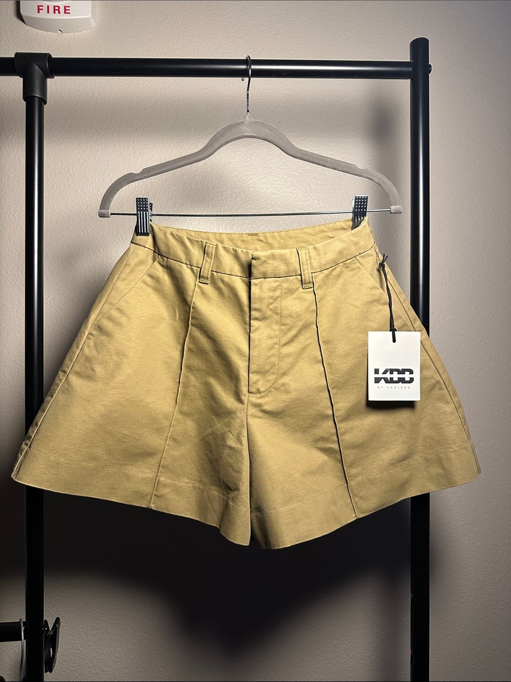 High-Waist Khaki Tailored Shorts